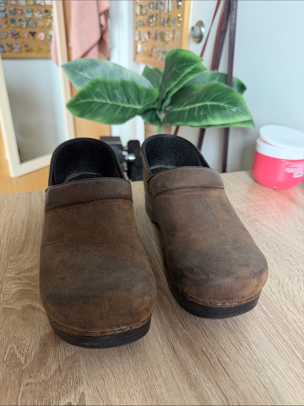 Women's Brown Leather Clogs - Classic Slip-On Mule